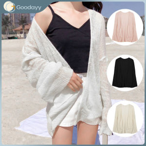 Loose Thin Summer Sun Protection Clothing Short Coat Long-sleeved Knitted Cardigan Shawl For Women
