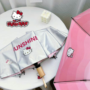 Christmas gifts Sanrio Hello Kitty Umbrella Sunshine and Rain Anime Print Cute Cartoon Girl Portable Self-folding UV Protection Umbrella Toys