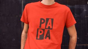 Papa Mama Cotton T-shirts - Red Black -Two Shirts - Couple Set