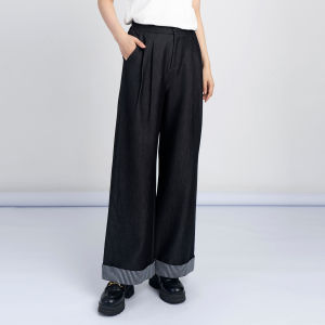 Elegant High Waist Striped Wide Leg Pants Womens Casual Style Autumn New Arrival Slimming Straight Tube Jeans by Yanzi