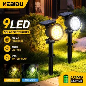 KEBIDU 1/2PCS Outdoor Solar Lights 9 LED Waterproof Spotlight Auto Dusk To Dawn Garden Landscape Lighting Easy Install No Wiring Needed For Fence Yard Driveway Walkway Decor