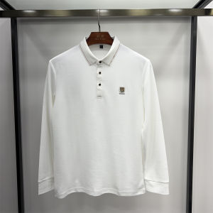 Non-Saints Mens Classic Collar Long Sleeve T-Shirt Silk Cotton Casual Wear Breathable Comfortable Polyester Blend Travel Ready