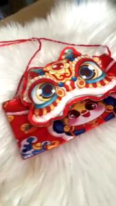 Túi Đeo Chéo Đựng Bao Lì Xì Hình Lân Rồng Tết Năm Mới Màu Đỏ Loại Đẹp Cho Bé