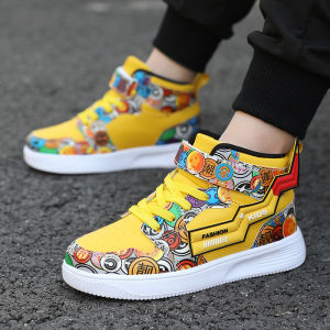 Small Yellow Duck Basketball Shoes for Boys Spring and Autumn New Sports Shoes Girl Hip Hop High-Top Leather Waterproof Casual Board Shoes