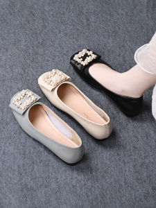 Flat Bottom Womens Shoes Spring Summer Casual Pearl Embellished Soft Bottom Fairy Gentle Bean Shoes Fashionable Flats