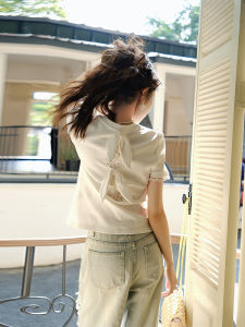 Design Bow Lace Short Sleeve T-Shirt Female Summer