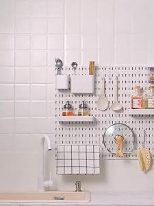 11.02x11.02 In Punch-Free Pegboard Wall Storage Rack -Easy Installation Hole Board Wall Shelf - For Kitchen Garage Office