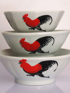 Retro Bát Sứ Handmade Phong Cách Trung Hoa 8 Nhân Vật Gà Trống Bát Quạ Sử Dụng Tại Nhà Hoa Văn Truyền Thống Trung Quốc