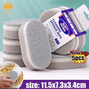 5PCS Double-sided Cleaning Sponges  Silver Gray Scouring Pad Sponge Wipe Kitchen Washing Pot Dishwashing Tableware Tool