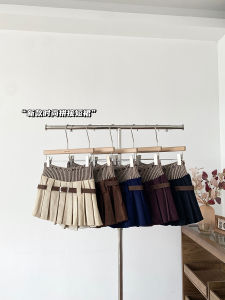 Korean Style Knitted Plaid Mini Skirt Womens Autumn New Fashion Anti-Light A-Line Half-length Skirt Polyester Fiber