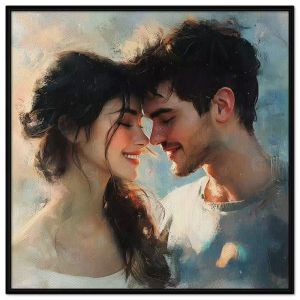 Tranh vẽ cặp đôi dễ thương. Tranh treo tường dán tường sơn dầu canvas tranh trí. CGI-1501
