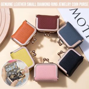 Genuine Leather Small Diamond Ring Jewelry Coin Purse Portable Lipstick Bag Make Up Bag Mini Waterproof