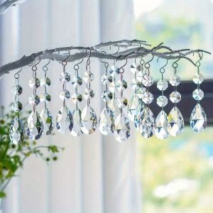 2 ชิ้นคริสตัลใส 38 มิลลิเมตรโคมระย้าจี้ลูกปัดโคมระย้าตกแต่งบ้าน Rainbow Prism Sun Catcher สวนงานแต่งงานตกแต่งห้อง