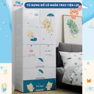 Tủ Nhựa Cho Bé PAKEY Có Ngăn Treo Tủ Quần Áo Trẻ Em Nhiều Tầng Có Bánh Xe Tiện Lợi Mới Nhất 2023