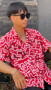 เสื้อเชิ้ตฮาวาย วินเทจ ผ้าไหมอิตาลี ลายคลาสสิค F65