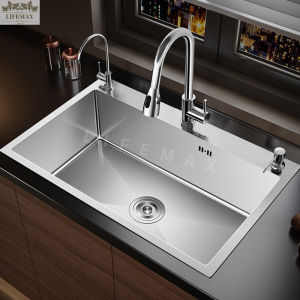 --SG Seller--Kitchen Nano Sink Single Sink 304 Stainless Steel Household Sink  With Kitchen Faucet Drain Accessories
