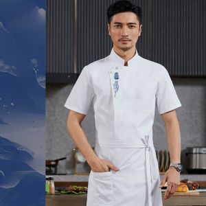 Ice Silk Short Sleeve Chef Work Uniform Breathable Summer Kitchen Clothing for Restaurant Hotel Catering Industry Youth Set