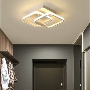 LED Ceiling Light Modern Simple Tri-Color Acrylic Drop light Linear Design Flush Mount Square Pendant Light for Living Study Room Light Entrance Chandelier