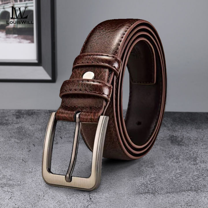 LouisWill Men Belts Soft PU Leather Belts Utility Waist Belts 120cm  Adjustable Length Dress Belts for Men with Classic Buckle Vintage Jeans  Belt for Men