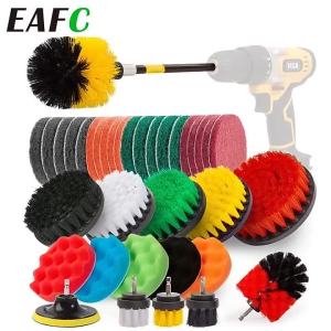 EAFC 11/22/37Pcs Drill Brush Set Car Cleaning Brushes for Wheels Tires Bathroom Kitchen Tile Grout Cleaning Power Scrubber Tools