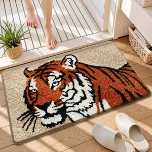VIKAMA Cartoon Animal Bathroom Rug Soft Absorbent Toilet Bath Mat for Childrens Room Bedroom Kitchen Floor Decor