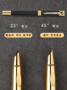 Business Style Metal Pen for Calligraphy Slim Gold Body Signature Writing Practice Student Office Supply Iridium Nib Rechargeable