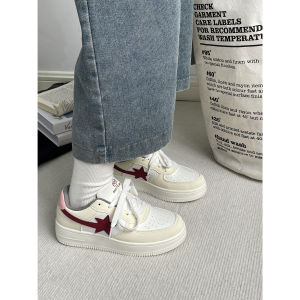 Womens Star Board Shoes 2025 Autumn New American Thick Bottom Casual Sports Shoes Student Versatile Leisure White Shoes