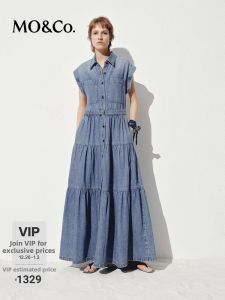 MO&Co. | Retro Cotton Jean Dress Sleeveless With Belt
