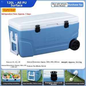 RIVER FISH | Insulation Food-Grade Wheel Portable Commercial Home Camping Insulated Box Large Capacity