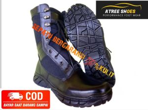 SEPATU PDL JATAH POLRI POLISI BRIMOB TNI AD TERBARU KULIT SAPI
