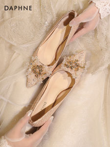 Daphne Crystal Wedding Shoes Womens High Heels Two-Way Wear Engagement Party Footwear Elegant PU Leather Sharp Pointed Toe