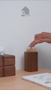 Hũ đựng tăm gỗ - Tigo | NU Home | Lọ đựng tăm hộp đựng tăm nhấn mở bằng gỗ óc chó cao cấp