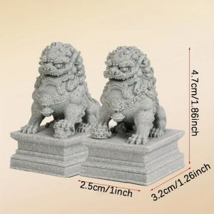 Stone Carved Lion Ornaments Chinese Feng Shui Decorations Home Decor Living Room Bar Coffee Shop Desk Decorations