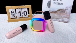 【Nice1573】K12 Speaker Bluetooth Plus Mic Actual Bluetooth Mini Speaker Karaoke Speaker Portable with 2 MIC 1 SET Mini Home KTV Machine Bluetooth MP3 Player Full Bass Wireless Karaoke