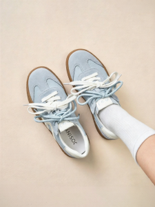 Josiny | Thick Sole Blue Derby Shoes