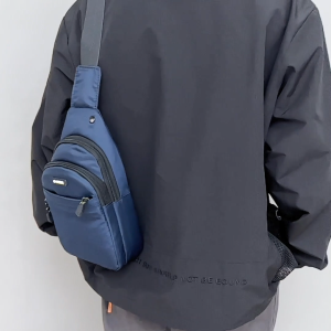 MENSPE Fashion Chest Bag Mens Cross-Body Bag Oxford Cloth Waterproof Shoulder Bag Sports Bag Large Capacity Casual Bag Earphone Hole Design Messenger Bag Travel Bag Business Bag For Men