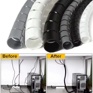 2m Flexible Spiral Cable Organizer Clips Storage Pipe Cord Protector Management Cable Winder Desk Tidy Cable Accessories Tools