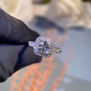 Beveled Ascher 2 Carat D Coloured Moissanite Ring For Women 925 Sterling Silver Wedding Band Factory Direct Wholesale Jewellery