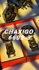 CHAXIGO นาฬิกาสามตาแฟชั่นสำหรับผู้ชายโอกาสทางธุรกิจโลหะผสมกันน้ำได้นาฬิกาสำหรับผู้ชายควอทซ์สูง