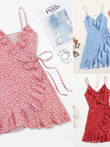 Váy Nữ Không Tay Cổ Chữ V in Hoa Dáng Rộng Mùa Hè Thường Ngày Kiểu Dáng Chữ a Không Cần Cài Nút