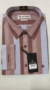 MERRIMAN SALE - Áo Sơ Mi MERRIMAN Tay Dài Màu Clay  Họa Tiết Sọc Dọc Form Slim Fit Lai Ngang
