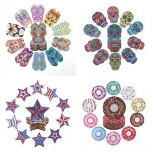 10 sets of DIY irregularly shaped patterned diamond art coasters star diamond painting slippers and wooden coasters