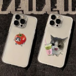 Funny Cartoon Cats Dog Phone Case For iPhone 17 Air 16 15 14 11 Pro Max Plus 13 12 Mini 7 Transparent Shockproof Soft Back Cover