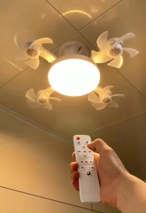Đèn Quạt Trần Mini 4X Pro Đui E27 Remote Điều Khiển 3 Cấp Gió Mạnh 3 Màu Sáng Siêu Êm Dễ Lắp