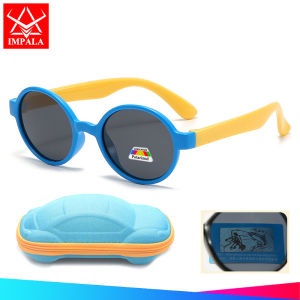 IMPALA PG1016Q Kính mát màu cho trẻ em ống kính phân cực Kính râm 100% chống tia cực tím UVB UVA UV400 Silicone đàn hồi khung chống vỡ trẻ em ngoài trời Kính mắt với kính trường hợp