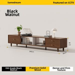 SAMEDREAM | Retro Solid Wood Storage TV Cabinet