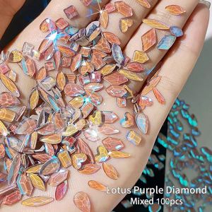 100Pcs Mix Shaped Flatback Rhinestone Crystal AB Charm Luxury Nail Art Gems for 3D Decorations Glitter Manicure Nail Gems DIY