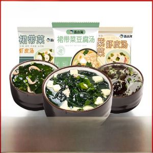 Low Fat Instant Soup Seaweed Shrimp Paste 60 Packs Light Food Quick Meal Diet 0 Weight Loss No Need to Soak Ready to Eat