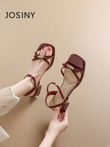 Josiny | Red Heeled Sandals Peep Toe Rome Style