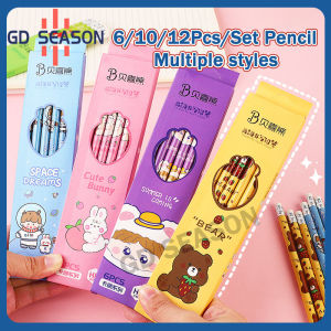 6/10/12Pcs/Set Pencil With Eraser Writing Painting Learning Stationary School Supplies